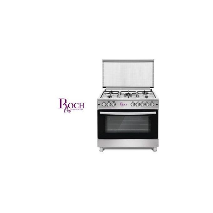 CUISINIERE ROCH 5 FEUX Automatique 90X60 INOX - Avec Four Et Minuterie De Cuisson à Deux Feux