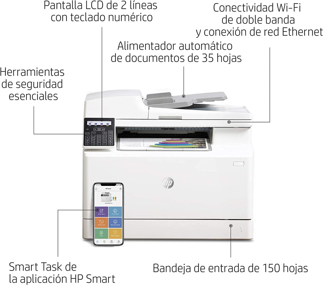 HP Color Laserjet Pro MFP M183fw 16ppm Imprimante Laser (8,5 x 14 Pouces, USB) 1 Blanc