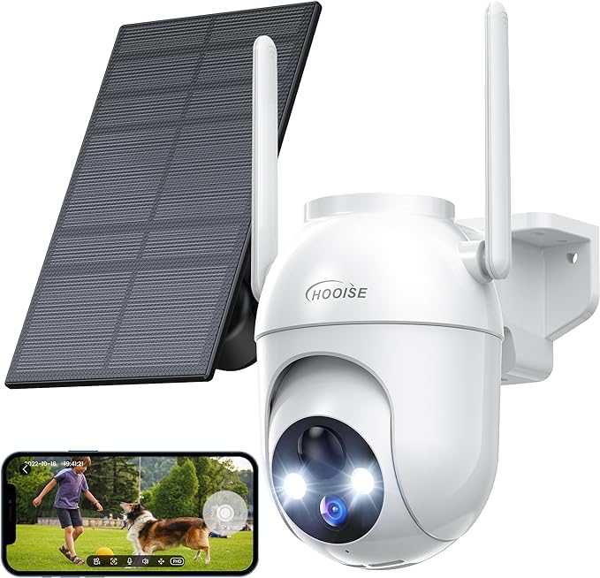 HOOISE Camera Surveillance WiFi Exterieure sans Fil - 2K Caméra de Surveillance Extérieur Batterie 360° Camera Solaire Extérieur Caméra Exterieur WiFi Vision Nocturne Couleur et Détection Humaine PIR